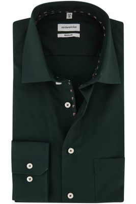 Seidensticker casual overhemd Seidensticker groen effen katoen normale fit 