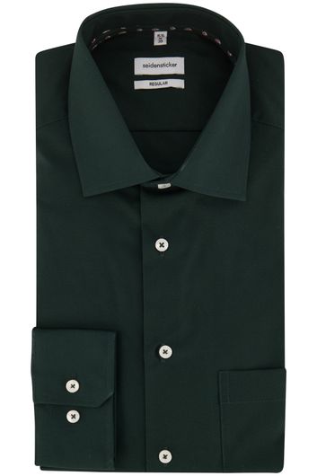 casual overhemd Seidensticker groen effen katoen normale fit 