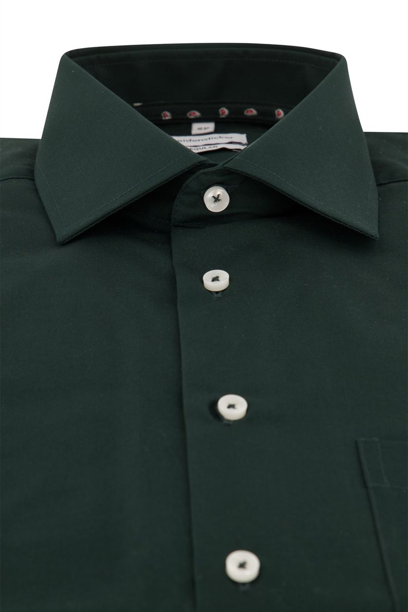 Seidensticker casual overhemd groen effen katoen normale fit