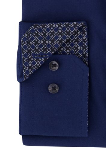 Seidensticker casual overhemd normale fit blauw effen katoen