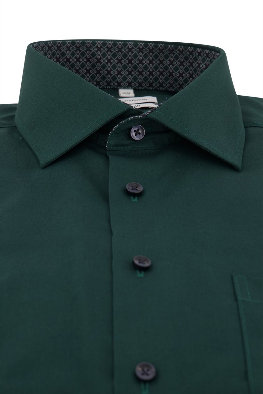 Seidensticker casual overhemd groen uni normale fit