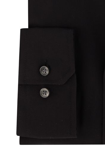 business overhemd Seidensticker Regular zwart effen katoen normale fit 