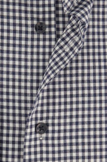 Seidensticker casual overhemd slim fit donkerblauw zwarte knopen
