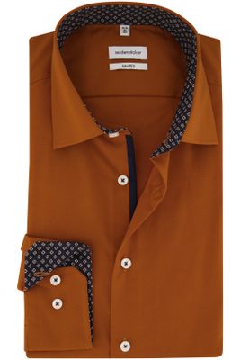Seidensticker Seidensticker casual overhemd normale fit oranje effen katoen