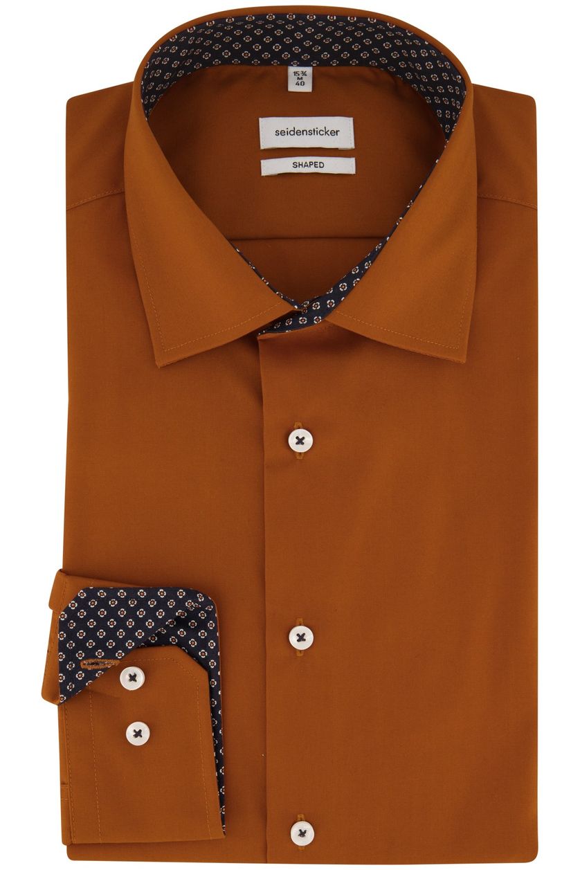 Seidensticker casual overhemd slim fit oranje effen katoen