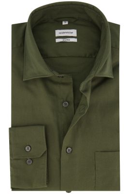 Seidensticker business overhemd Seidensticker Shaped groen effen katoen slim fit 