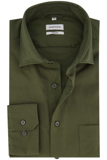 Seidensticker business overhemd Shaped borstzak slim fit groen effen katoen