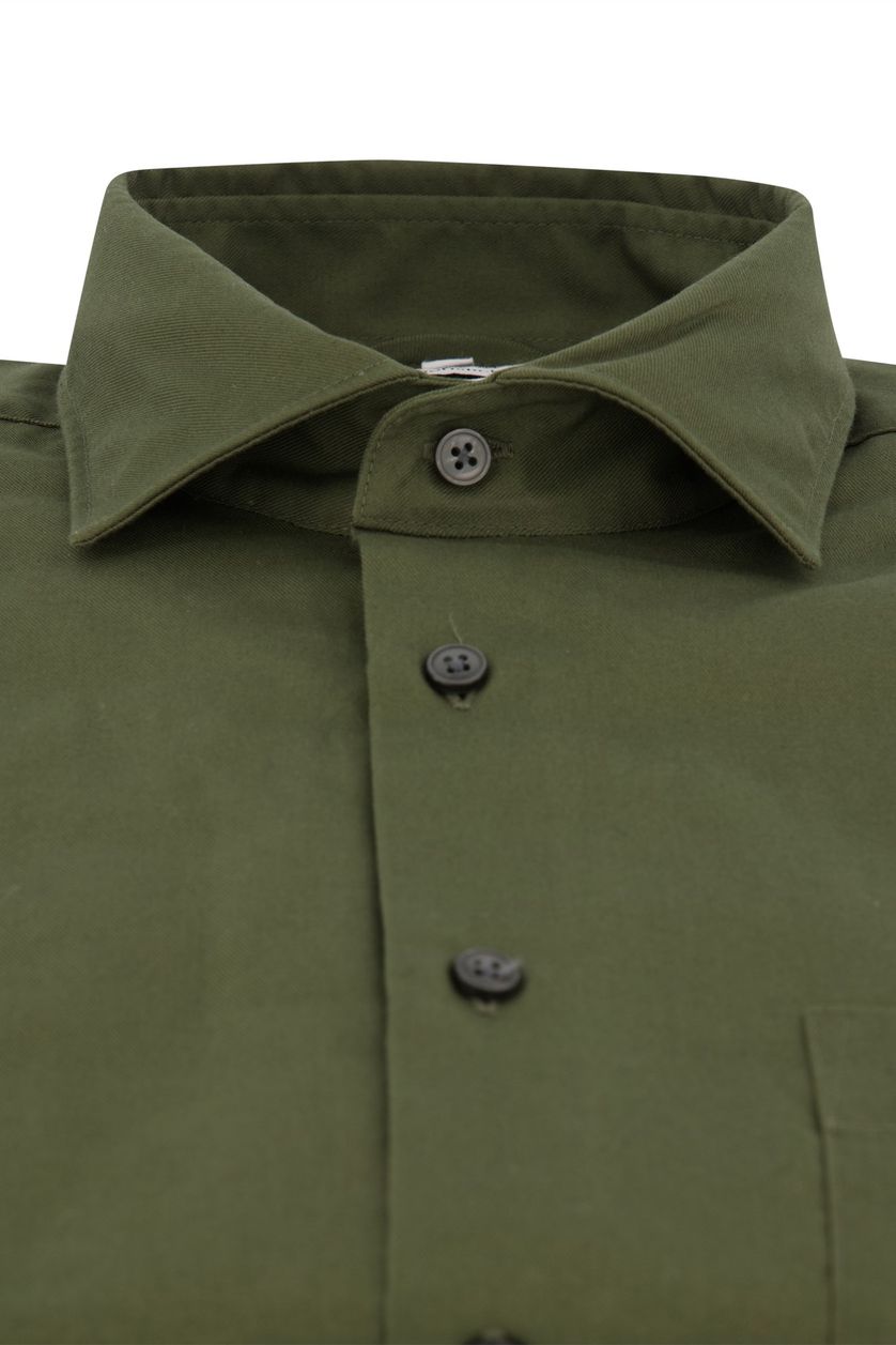 Seidensticker business overhemd Shaped groen effen katoen slim fit borstzak