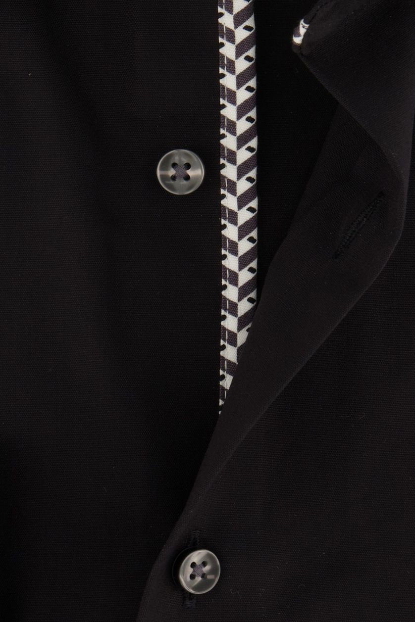 Seidensticker strijkvrij overhemd zwart effen 100% katoen normale fit