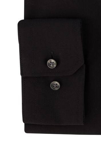 Seidensticker overhemd normale fit zwart uni met semi wide spread boord