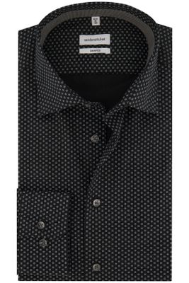 Seidensticker business overhemd Seidensticker Shaped zwart geprint katoen slim fit 