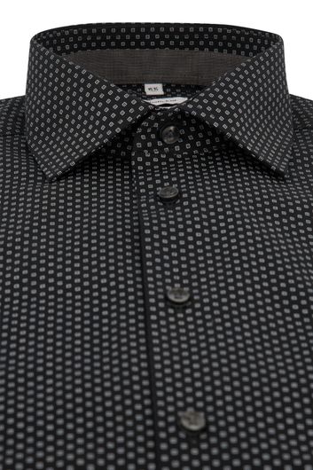 business overhemd Seidensticker Shaped zwart geprint katoen slim fit 