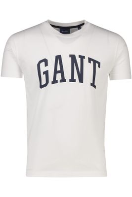 Gant Gant t-shirt wit effen met print normale fit 100% katoen