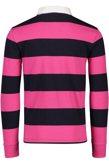 Gant polo normale fit roze gestreept katoen met rugby kraag