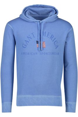 Gant Gant sweater lichtblauw effen katoen met opdruk