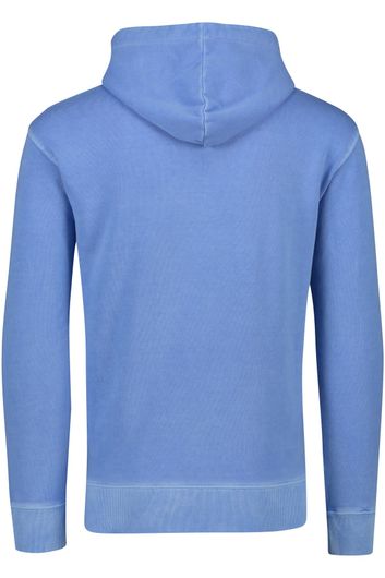 Gant sweater lichtblauw effen met opdruk katoen