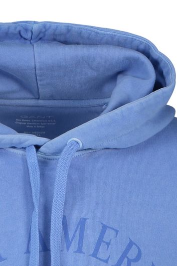 Gant sweater lichtblauw effen met opdruk katoen