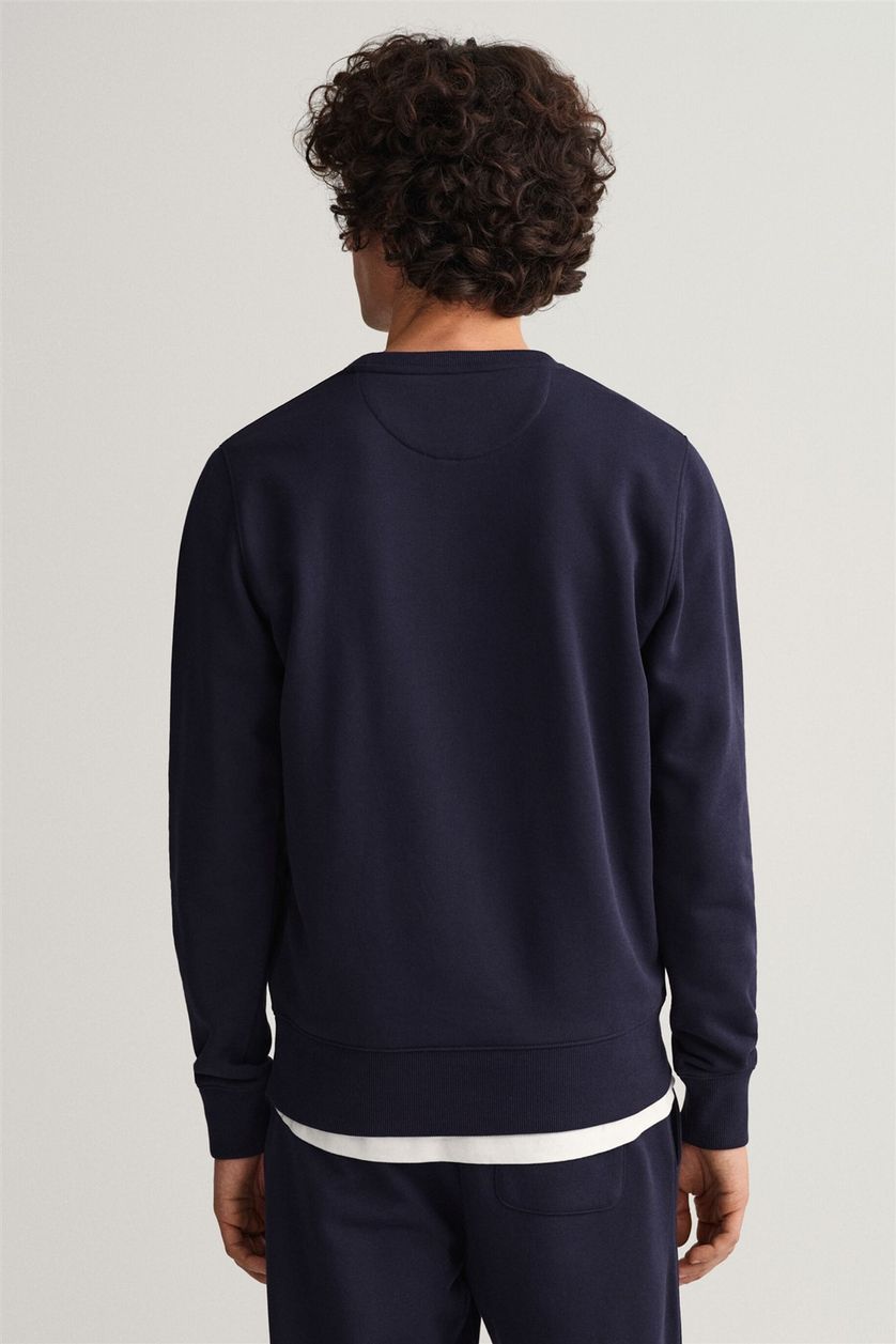 Gant sweater donkerblauw ronde hals normale fit