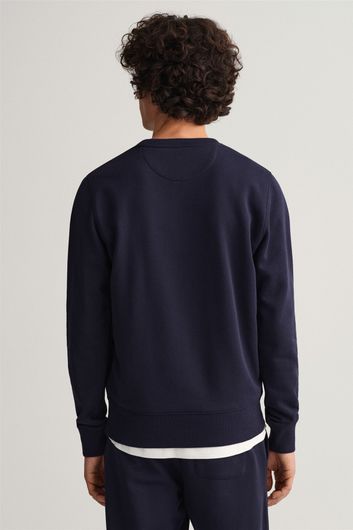 Gant sweater ronde hals donkerblauw effen