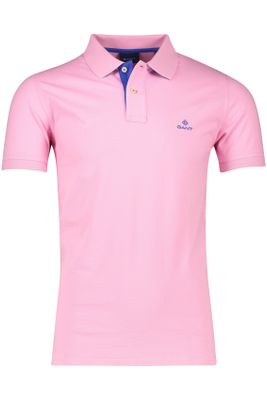 Gant Gant polo normale fit roze met blauw effen katoen