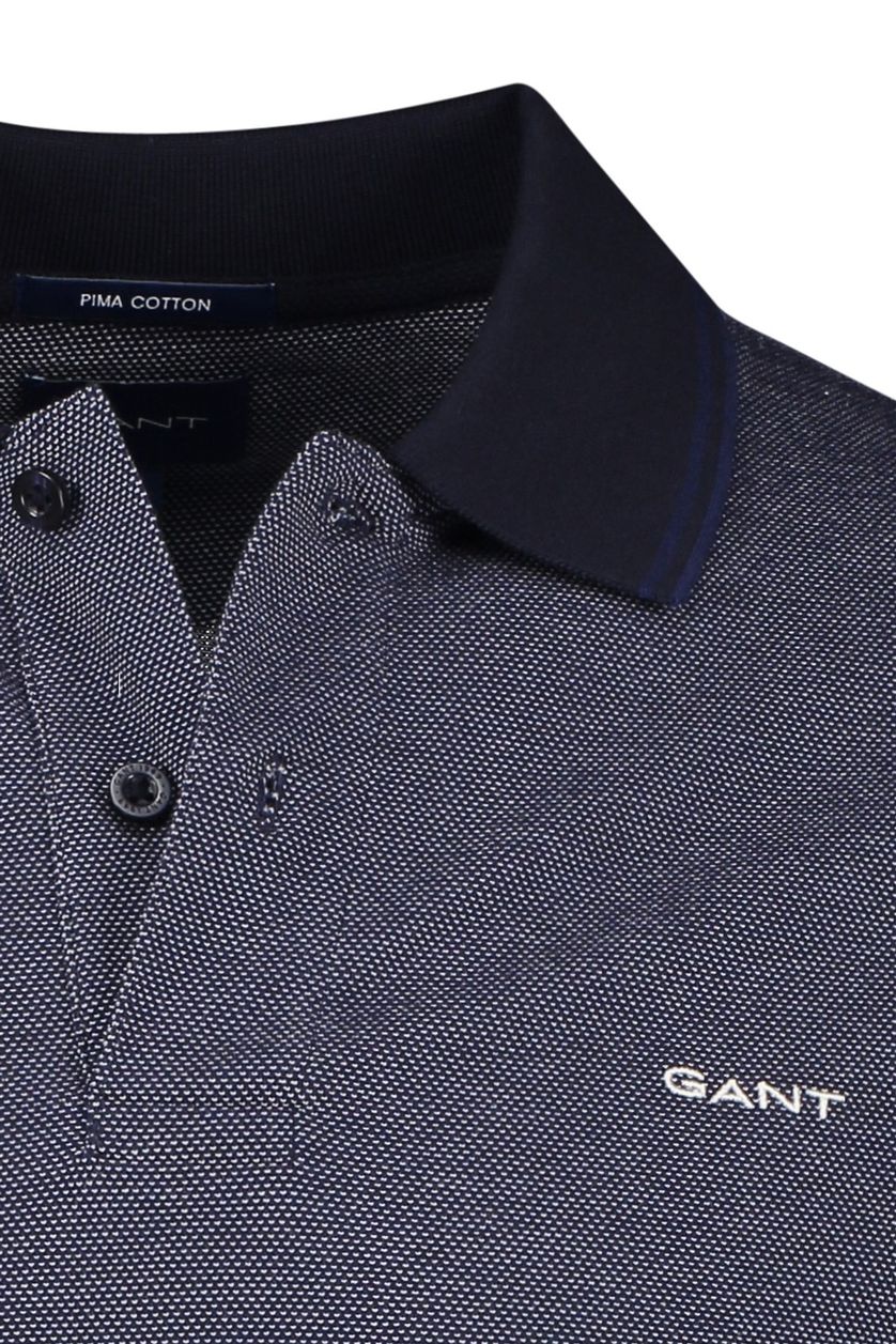 Gant polo navy 2-knoops katoen normale fit