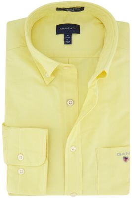 Gant Gant casual overhemd normale fit geel effen katoen
