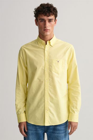 Gant casual overhemd normale fit geel effen katoen