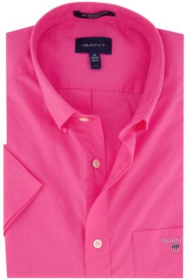 Gant Gant casual overhemd korte mouw Regular Fit roze effen katoen