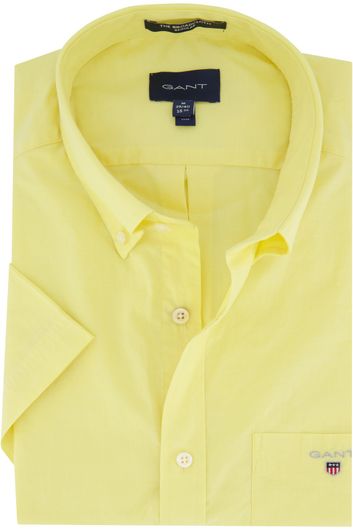 casual overhemd korte mouw Gant geel effen katoen normale fit 