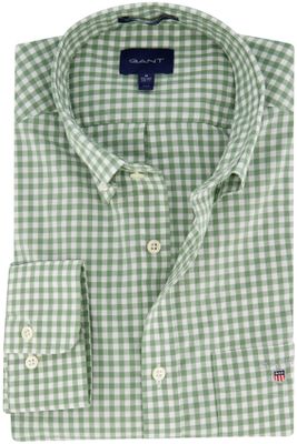 Gant Gant casual overhemd normale fit groen geruit katoen met borstzak