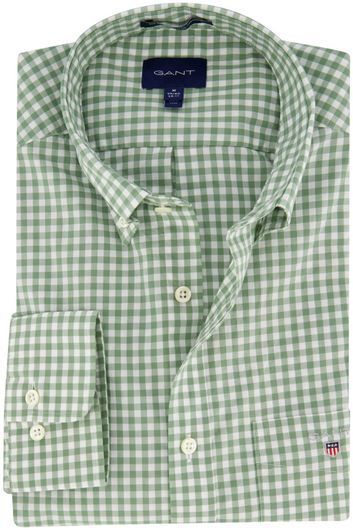 Gant casual overhemd normale fit groen geruit katoen
