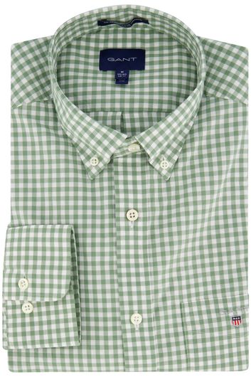 Gant casual overhemd normale fit groen geruit katoen