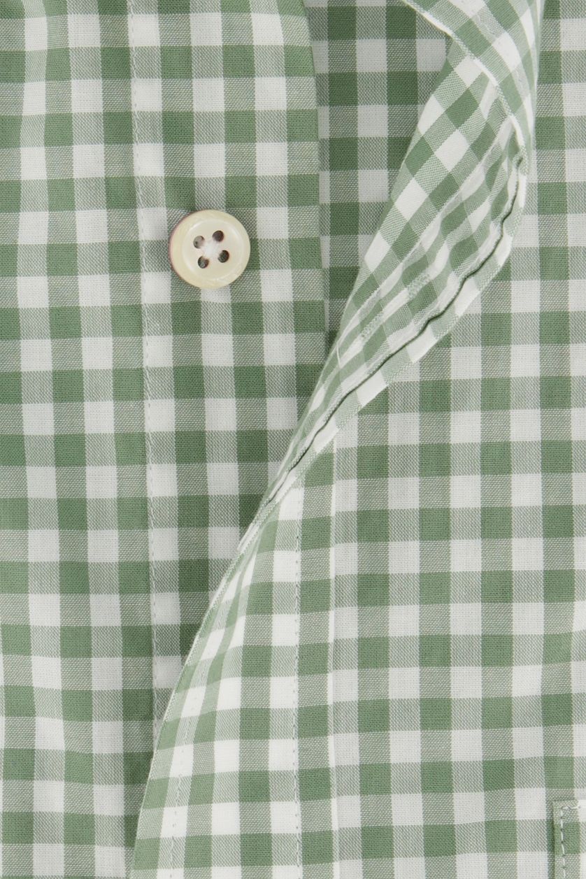 Gant casual overhemd korte mouw groen wit geruit katoen normale fit