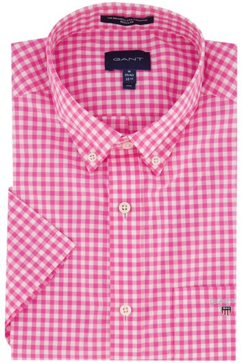 casual overhemd korte mouw Gant roze gestreept katoen normale fit 