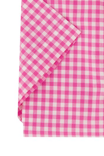 Gant casual overhemd korte mouw normale fit roze wit  geruit katoen