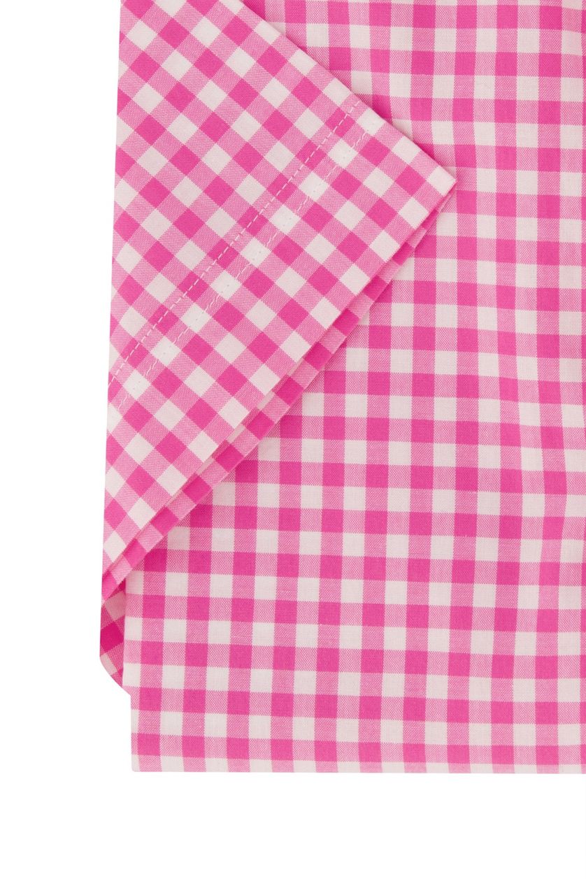 Gant casual overhemd korte mouw roze gestreept katoen Regular Fit