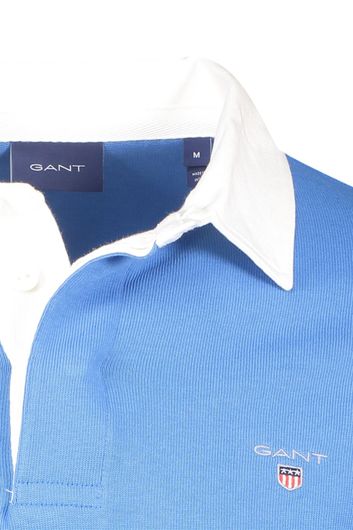 Gant polo normale fit blauw effen 100% katoen