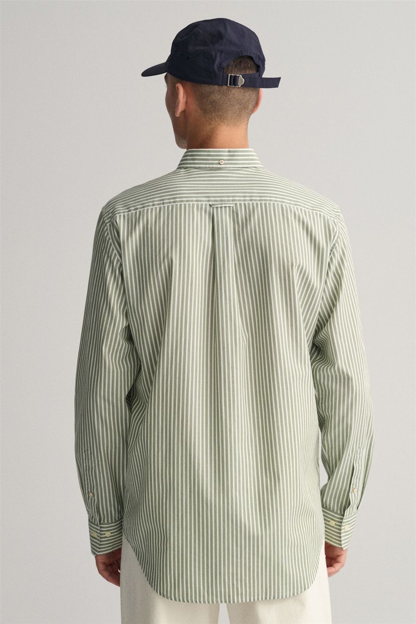 Gant casual overhemd korte mouw normale fit groen gestreept katoen