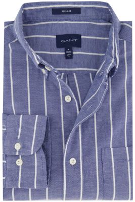 Gant Gant casual overhemd normale fit blauw gestreept 100% katoen