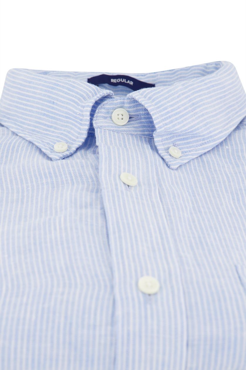 Gant casual overhemd normale fit lichtblauw gestreept linnen