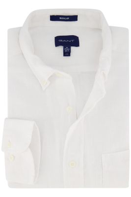 Gant Gant casual overhemd normale fit wit effen 100% linnen