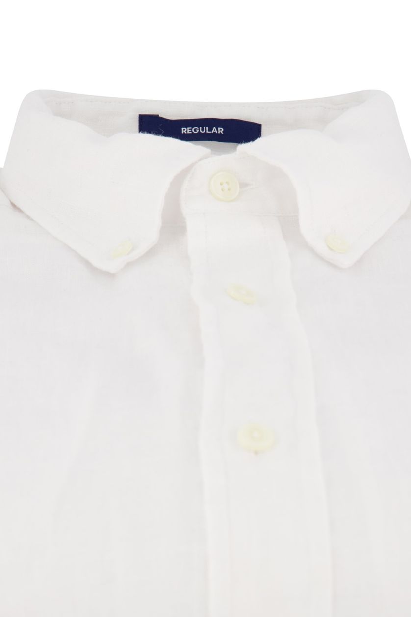 Gant casual overhemd normale fit wit effen linnen met borstzak