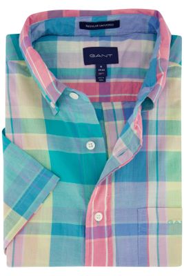 Gant Gant casual overhemd korte mouw normale fit multicolor geruit katoen