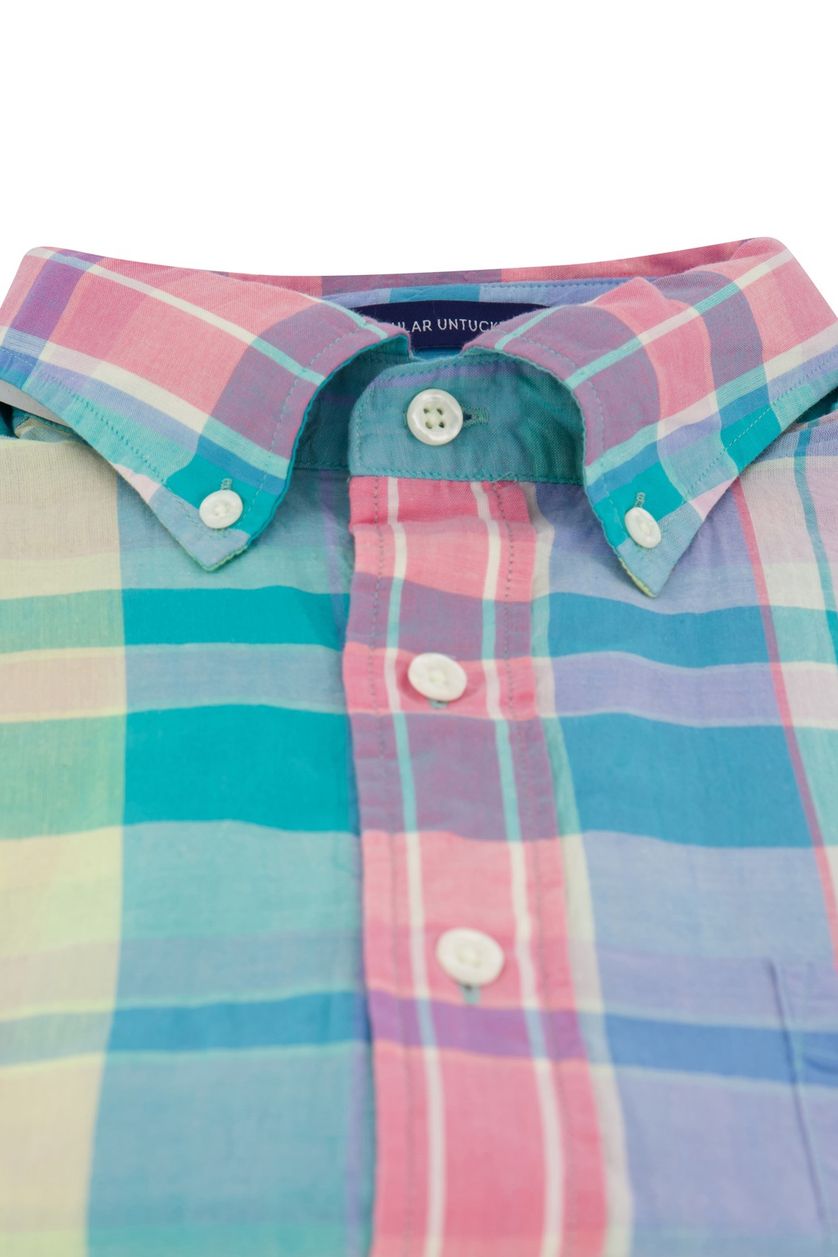 Gant casual overhemd korte mouw normale fit multicolor geruit katoen