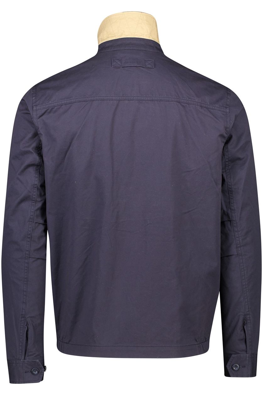 Gant zomerjas donkerblauw normale fit katoen effen rits logo