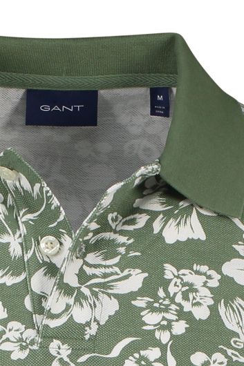 Gant poloshirt 2 knoops normale fit groen geprint katoen