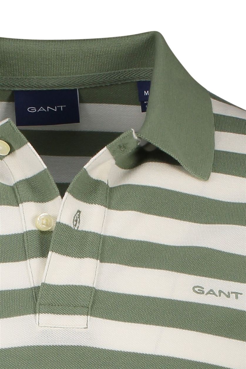 Gant polo groene streep 2 knoops katoen normale fit