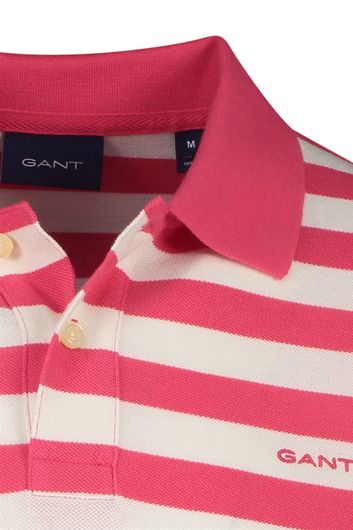 Gant polo normale fit roze gestreept katoen 2 knoops