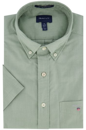 Gant casual overhemd korte mouw normale fit groen effen 100% katoen