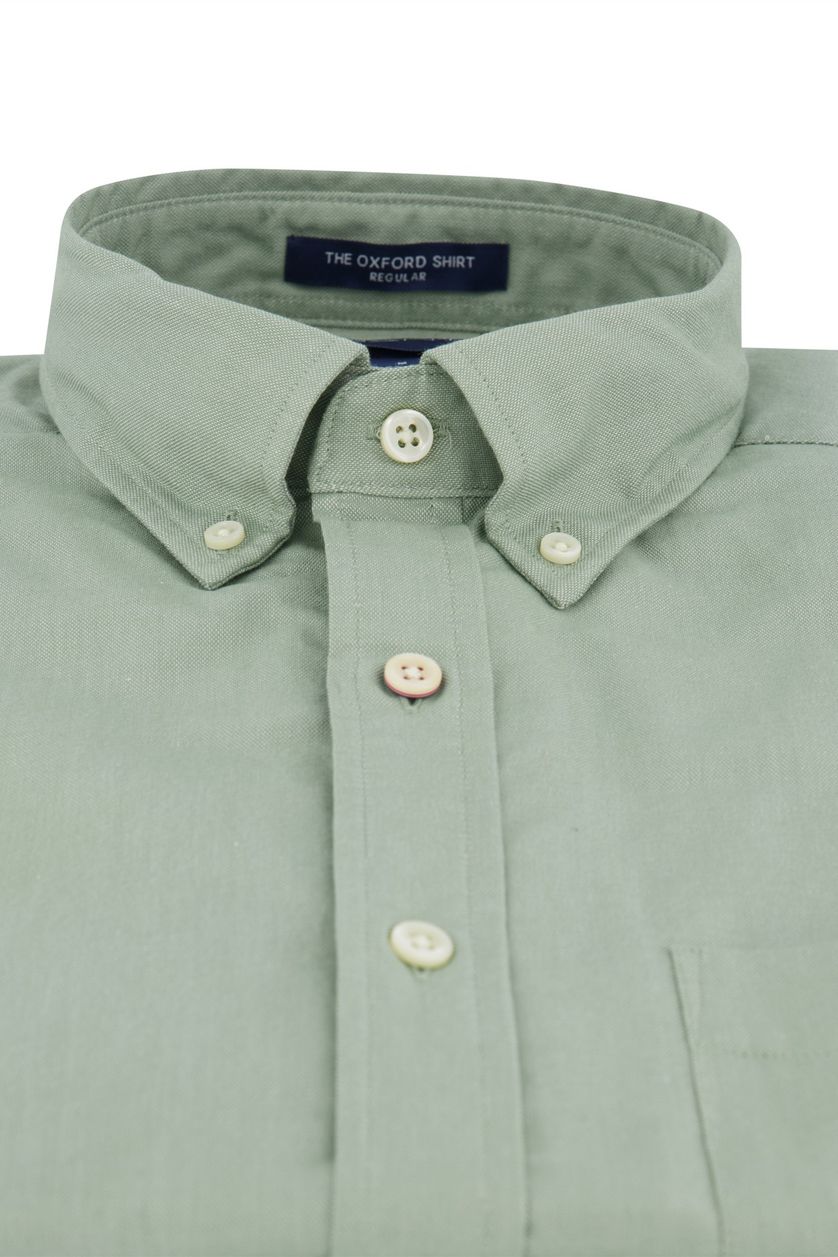 Gant casual overhemd korte mouwen groen effen katoen normale fit